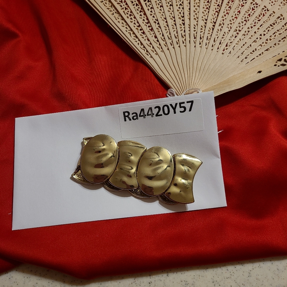 Gold Tone Statement Stretchy Bracelet - Picture 7 of 7